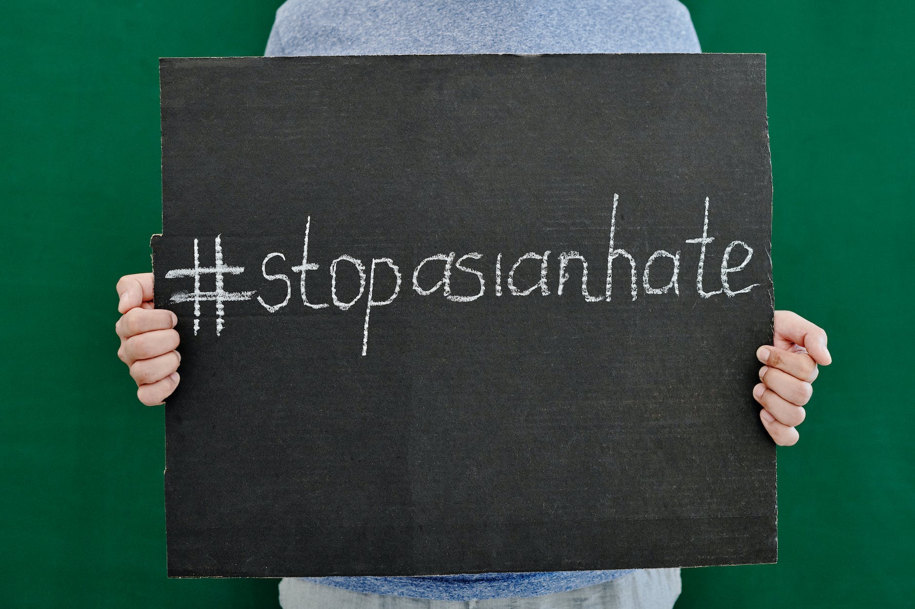 a protester with a placard